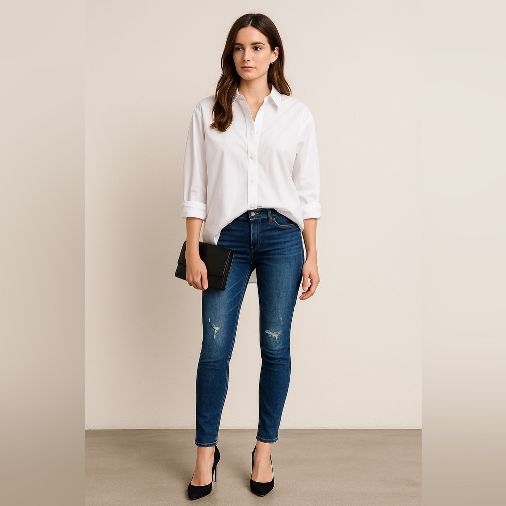 Madewell Women's Sz 26 Skinny Skinny Distressed Jeans Medium Wash Stretch Denim